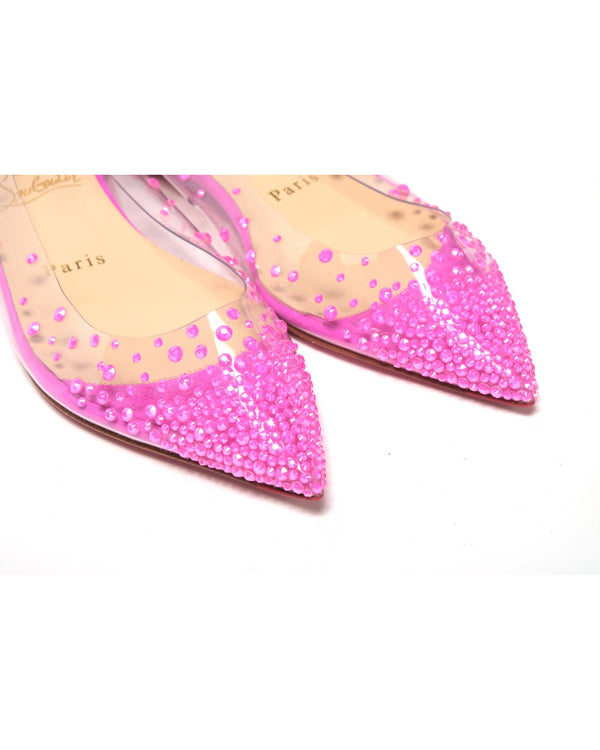 Hot Pink Crystal Embellished Flat Point Toe Shoe 35.5 EU Women