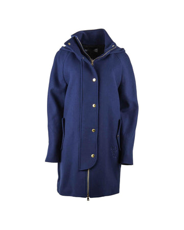 Blue Love Moschino Coat with Hood and Golden Button Closure 42 IT Women