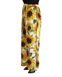 Mid-Waisted Wide Leg Pants with Sunflower Print 38 IT Women