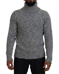 Stunning Gray Long Sleeve Wool-Blend Sweater 46 IT Men