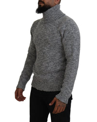 Stunning Gray Long Sleeve Wool-Blend Sweater 46 IT Men