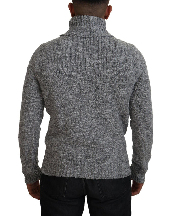 Stunning Gray Long Sleeve Wool-Blend Sweater 46 IT Men