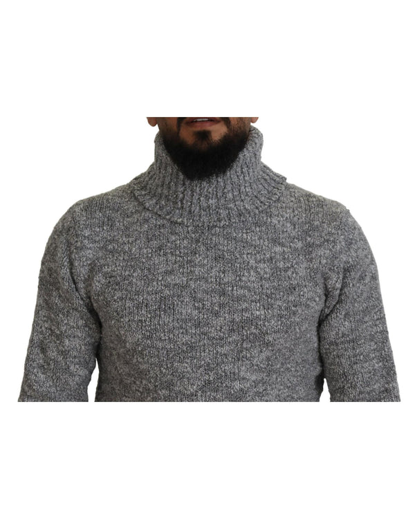 Stunning Gray Long Sleeve Wool-Blend Sweater 46 IT Men