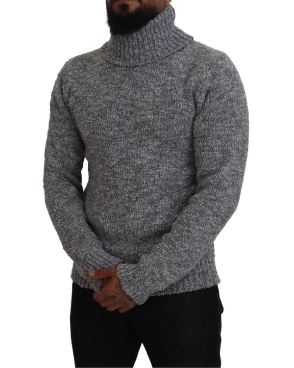 Stunning Gray Long Sleeve Wool-Blend Sweater 46 IT Men