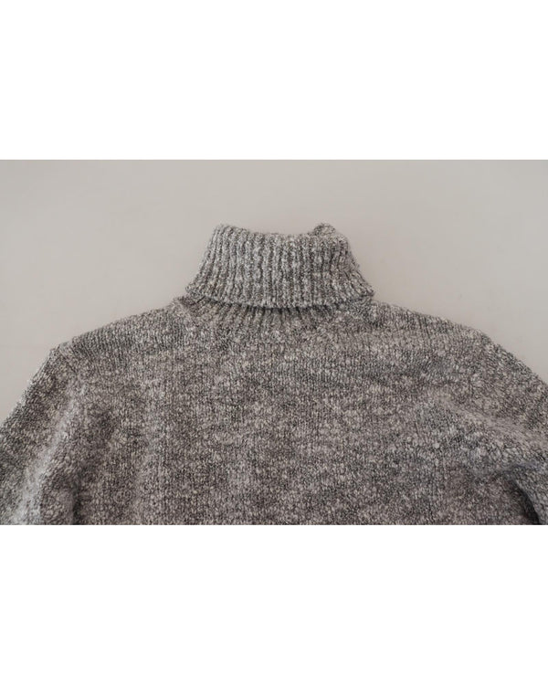 Stunning Gray Long Sleeve Wool-Blend Sweater 46 IT Men