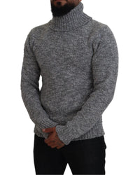 Stunning Gray Long Sleeve Wool-Blend Sweater 48 IT Men