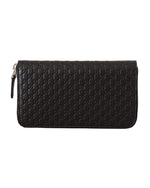 Gucci Black Leather Wallet with Top Zip Closure One Size Women