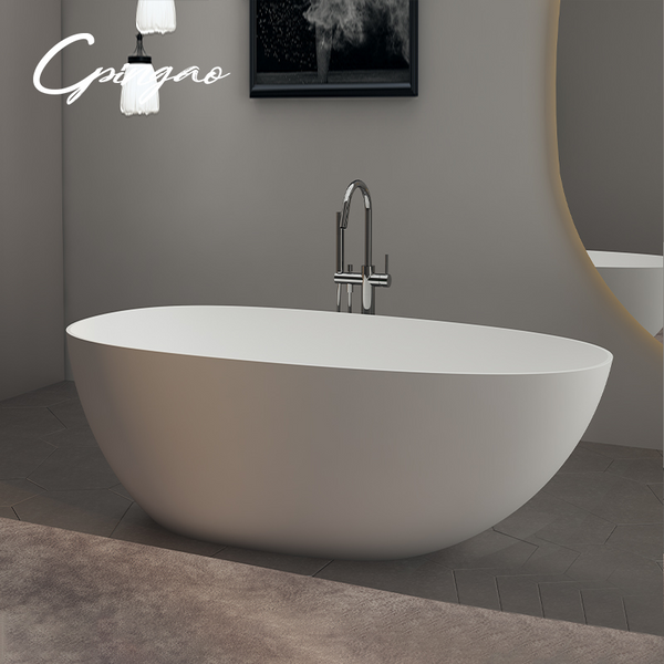 Medium Size Egg Shaped Cast stone - Solid Surface Bath 1600mm length