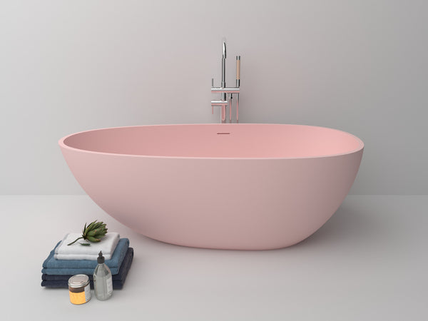 Medium Size Egg Shaped Cast stone - Solid Surface Bath 1700mm Length Pink