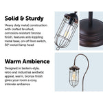 Industrial Floor Lamp with Adjustable Cage Shade Rustic Brushed in Bronze Finish