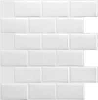 Tiles 3D Peel and Stick Wall Tile Hexagon White (30cm x 30cm x 10 sheets)