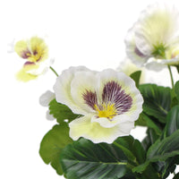 Mixed White Flowering Potted Artificial Pansy Plants 25cm