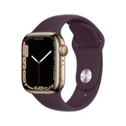 Apple Watch Serie 7 Cell 41mm Gold Stainless Steel/Dark Cherry Sport Band ITA MKHY3TY/A