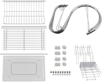 CARLA HOME 2 Tier Dish Rack with Drain Board for Kitchen Counter and Plated Chrome Dish Dryer Silver 42 x 25,5 x 38 cm