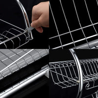 CARLA HOME 2 Tier Dish Rack with Drain Board for Kitchen Counter and Plated Chrome Dish Dryer Silver 42 x 25,5 x 38 cm