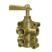 GROCO 6-Port NPT Bronze Fuel Valve 1/2" Main - 3/8" Return