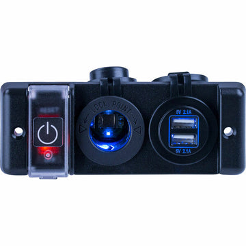 Sea-Dog Double USB &amp; Power Socket Panel w/Breaker Switch