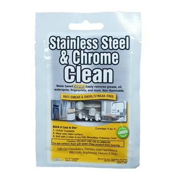 Flitz Stainless Steel &amp; Chrome Cleaner Degreaser 8" x 8" Towelette Packet