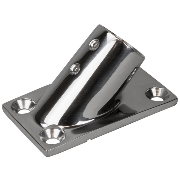 Sea-Dog Rail Base Fitting Rectangular Base 45&deg; 316 Stainless Steel - 3-1/4" x 1-7/8" - 1" OD