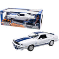 1976 Ford Mustang II Cobra II (Jill Munroe's) White with Blue Racing Stripes "Charlie's Angels" (1976-1981) TV Series 1/18 Diecast Model Car by Greenlight