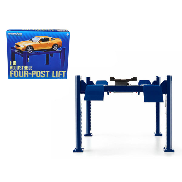Adjustable Four Post Lift Blue for 1/18 Scale Diecast Model Cars by Greenlight