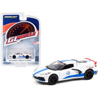 2020 Chevrolet Corvette C8 Stingray #145 White with Blue Stripes "Greenlight Muscle" Series 25 1/64 Diecast Model Car by Greenlight