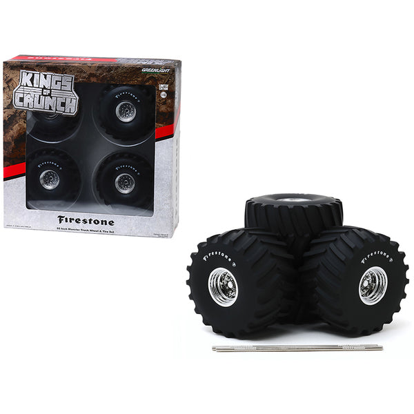 66-Inch Monster Truck "Firestone" Wheels and Tires 6 piece Set "Kings of Crunch" 1/18 by Greenlight