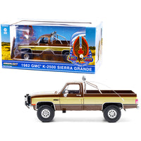 1982 GMC K-2500 Sierra Grande Pickup Truck Brown with Gold Sides "Fall Guy Stuntman Association" "The Fall Guy" (1981-1986) TV Series 1/18 Diecast Model Car by Greenlight