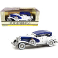 Duesenberg II SJ Blue and White with White Interior 1/18 Diecast Model Car by Greenlight