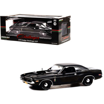 1970 Dodge Challenger R/T 426 HEMI "The Black Ghost" Black with White Tail Stripe 1/18 Diecast Model Car by Greenlight