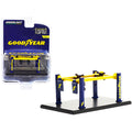 Adjustable Four-Post Lift "Goodyear Tires" Blue and Yellow "Four-Post Lifts" Series 3 1/64 Diecast Model by Greenlight