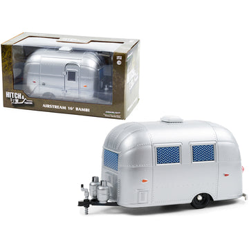 Airstream 16 Bambi Sport Camper Travel Trailer Silver with Curtains Drawn "Hitch & Tow Trailers" Series 6 1/24 Diecast Model by Greenlight