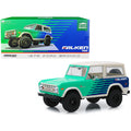 1976 Ford Bronco Green and Blue with Cream Top "Falken Tires" 1/18 Diecast Model Car by Greenlight