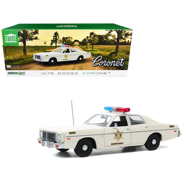 1975 Dodge Coronet Cream "Hazzard County Sheriff" 1/18 Diecast Model Car by Greenlight