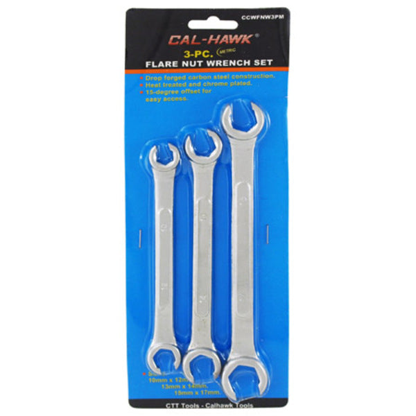 3-pc. Flare Nut Wrench Set - Metric