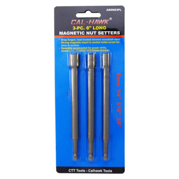 3-pc. 6" Long Magnetic Nut Setters