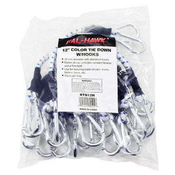 10-pc. 12" Bungee Tie Downs with Hooks