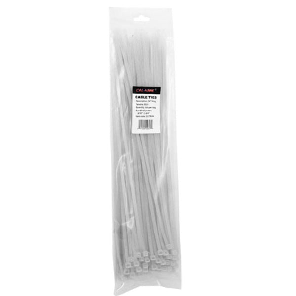 100-pc. 14" White Zip Cable Ties