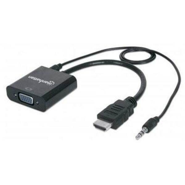 Manhattan HDMI Male to VGA Female Converter with Audio and Optional USB Micro-B Power Port