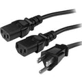 StarTech.com 10 ft Computer Power Cord - NEMA 5-15P to 2x C13 - C13 Y-Cable - Power Cord Y Splitter Cable - Power 2 monitors at once