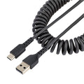 StarTech.com 3ft (1m) USB A to C Charging Cable, Coiled Heavy Duty USB 2.0 A to Type-C, Durable Fast Charge &amp; Sync USB-C Cable, Black, M/M