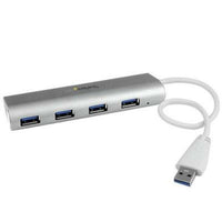 StarTech.com 4 Port Portable USB 3.0 Hub with Built-in Cable - Aluminum and Compact USB Hub