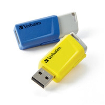 Verbatim 16GB Store 'n' Click USB Flash Drive - 2pk - Blue, Yellow