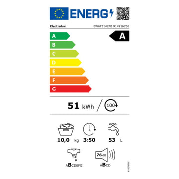 Pralni stroj Electrolux EW6F5142FB 10 KG 1400 RPM Bela 10 kg