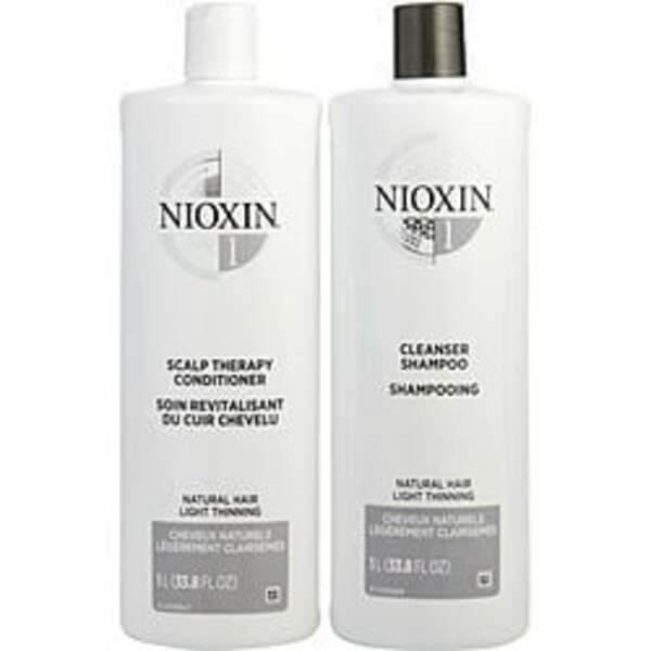 Nioxin By Nioxin System 1 Scalp Therapy Conditioner And Cleanser Shampoo For Natural Hair With Light Thinning Liter Duo For Anyone
