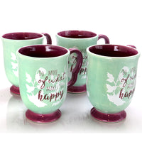 Urban Market Life on the Farm 4 Piece 18.75 Ounce Durastone Footed Cup Set in Teal and Purple