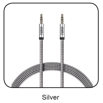 6 Ft. 2-Tone Braided Auxiliary Cable-SILVER