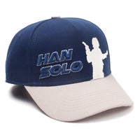 STAR WARS Han Solo Embroidered Logo and Silhouette Print Adjustable Cap, Blue/White (BA805416STW)