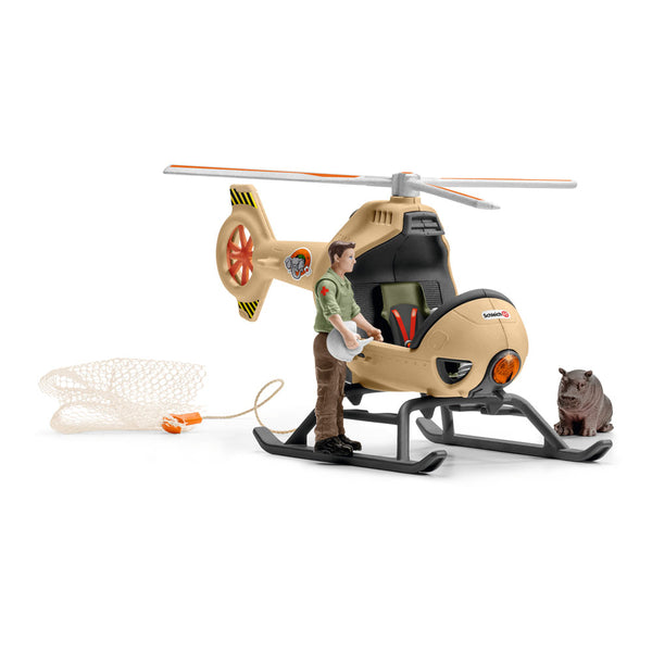 SCHLEICH Wild Life Animal Rescue Helicopter with Toy Figures & Accessories (42476)