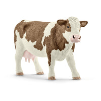 SCHLEICH Farm World Simmental Cow Toy Figure, White/Brown, 3 to 8 Years (13801)